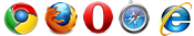 Compatible con los principales Navegadores del Mercado: Microsoft Internet Explorer 6.0+, Mozilla FireFox 2.0+, Google Chrome 1.0+, Apple Safari 3.0+, Opera 9.0+ and Navigator 9.0+.
